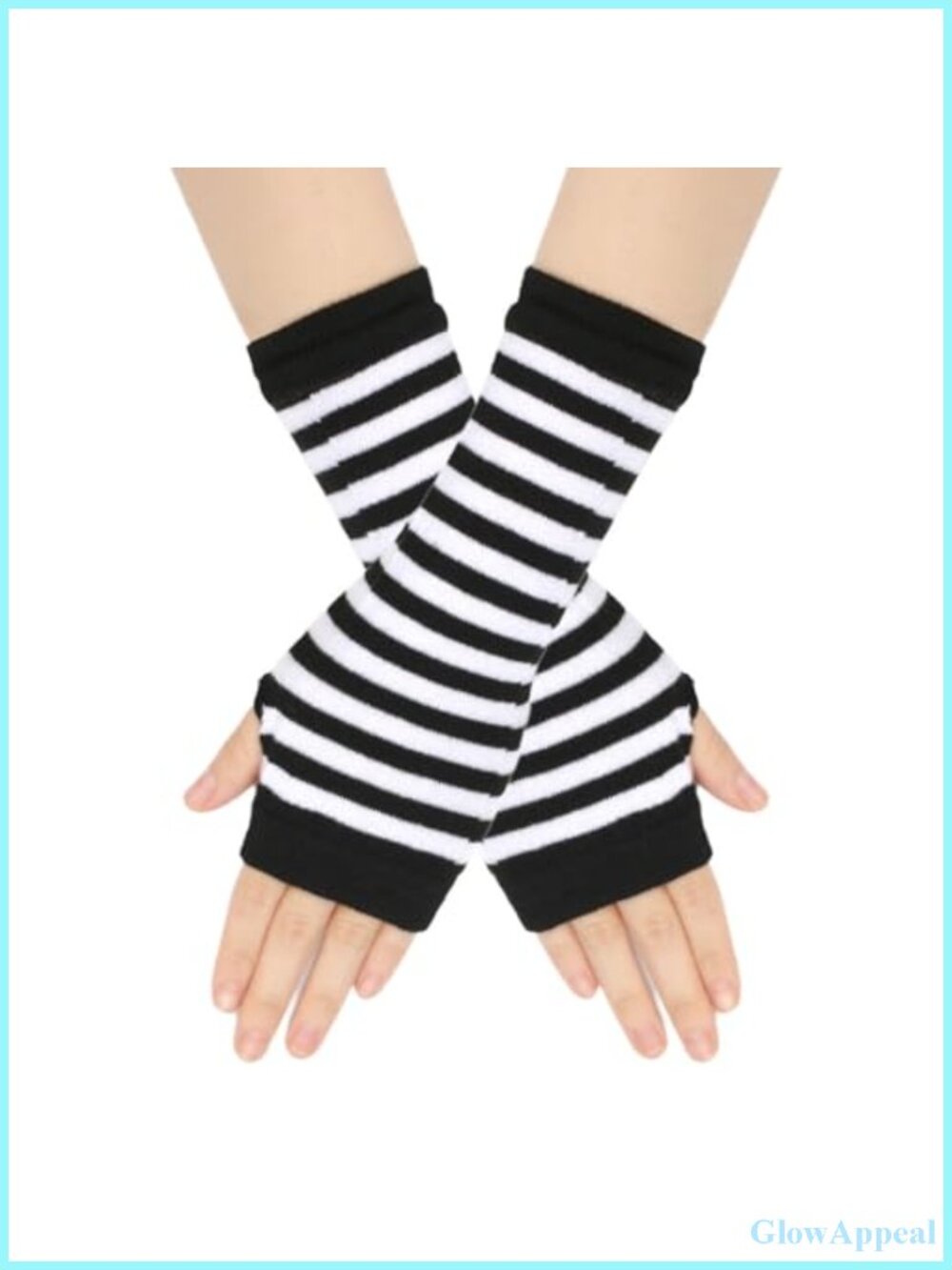 2 Pairs Knit Fingerless Gloves Typing Arm Warmers Unisex Striped